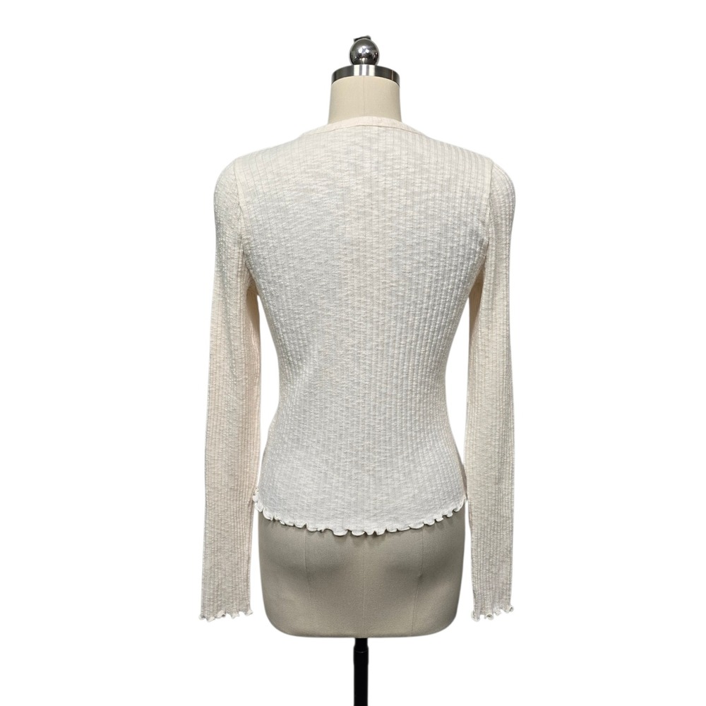 Madewell Womens Ribbed Button Front Cardigan Top NW950 Antique Cream Size M NWT - Picture 2 of 9